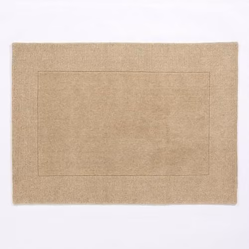 Mayfair Hand-Knotted Natural Wool Living Room Area Rug in Beige/Sand, W/D: 120 x 170 cm