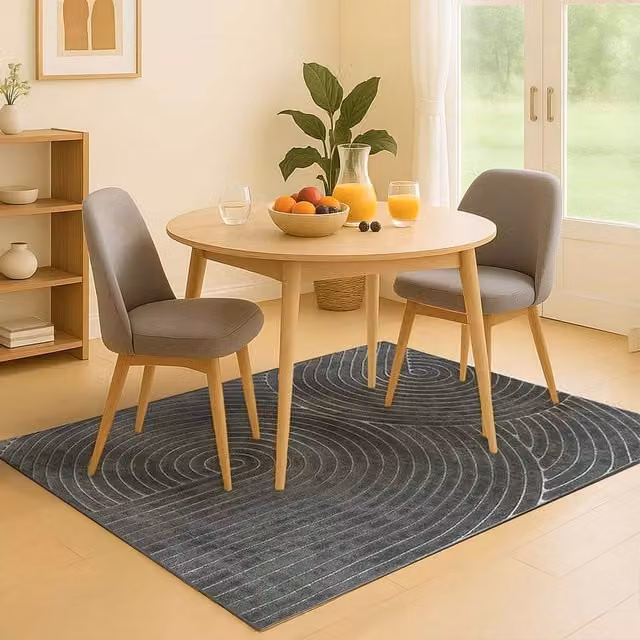 Marlow Grey Plush Velvet Geometric Area Rug, Washable and Non-Slip, W: 120 cm, L: 160 cm – 1