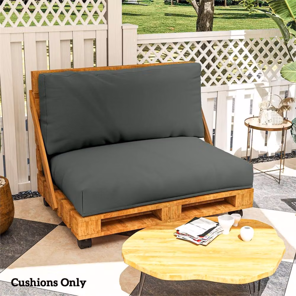 EONLION Charcoal Grey 2 Seater Pallet Furniture Foam Cushions, W: 120 cm, D: 100 cm, H: 80 cm – 3