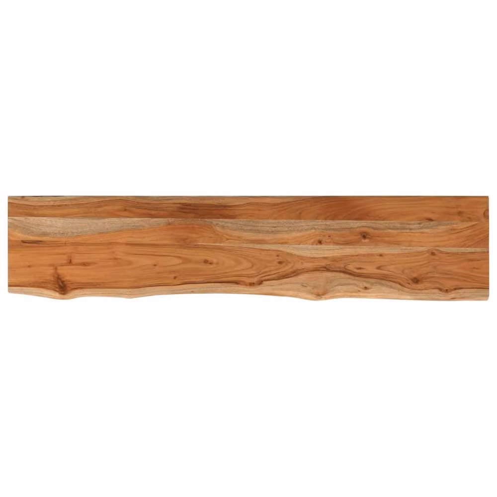 Berkfield Home Rectangular Acacia Solid Wood Wall Shelf with Live Edge, Brown, W: 120 cm, D: 20 cm, H: 2.5 cm – 2