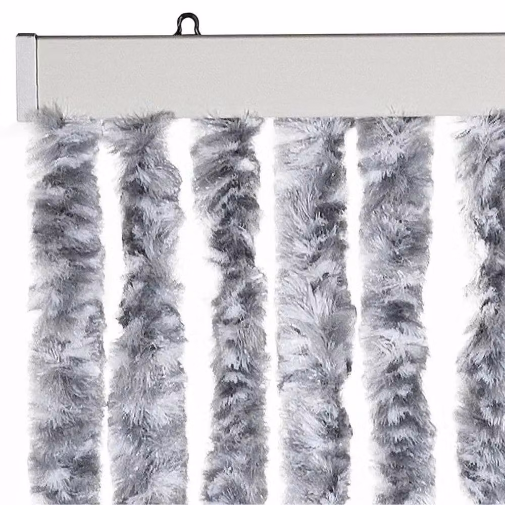 FLAVORA White and Grey Chenille Insect Curtain W: 100 cm, H: 220 cm – 3