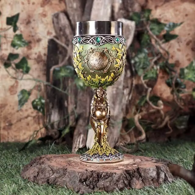 Nemesis Now Mother Goblet in Green, Gold and Multicolour, Height: 20.8 cm