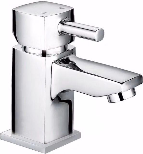 Nes Home Kia Cloakroom Basin Mono Mixer Tap with Pop-Up Waste in Chrome Silver – 1
