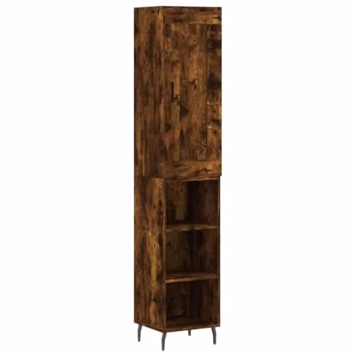vidaXL Modern Highboard in Smoked Oak, W/D/H: 34.5 x 34.5 x 180 cm