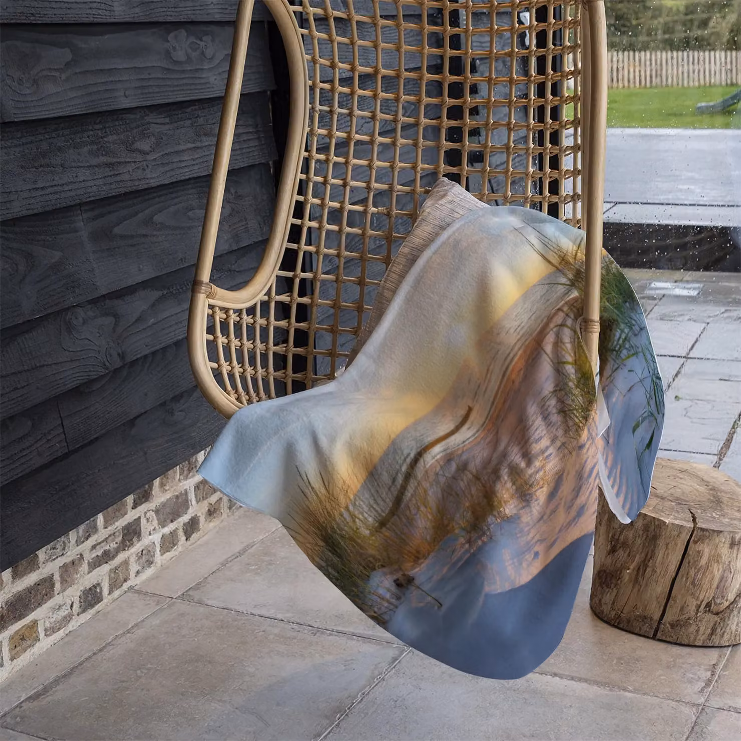 Benjamin Tate Design Sunset at the Baltic Sea Beach Designer Blanket in Yellow, Beige and Multicolour, W x H: 120 x 150 cm – 4