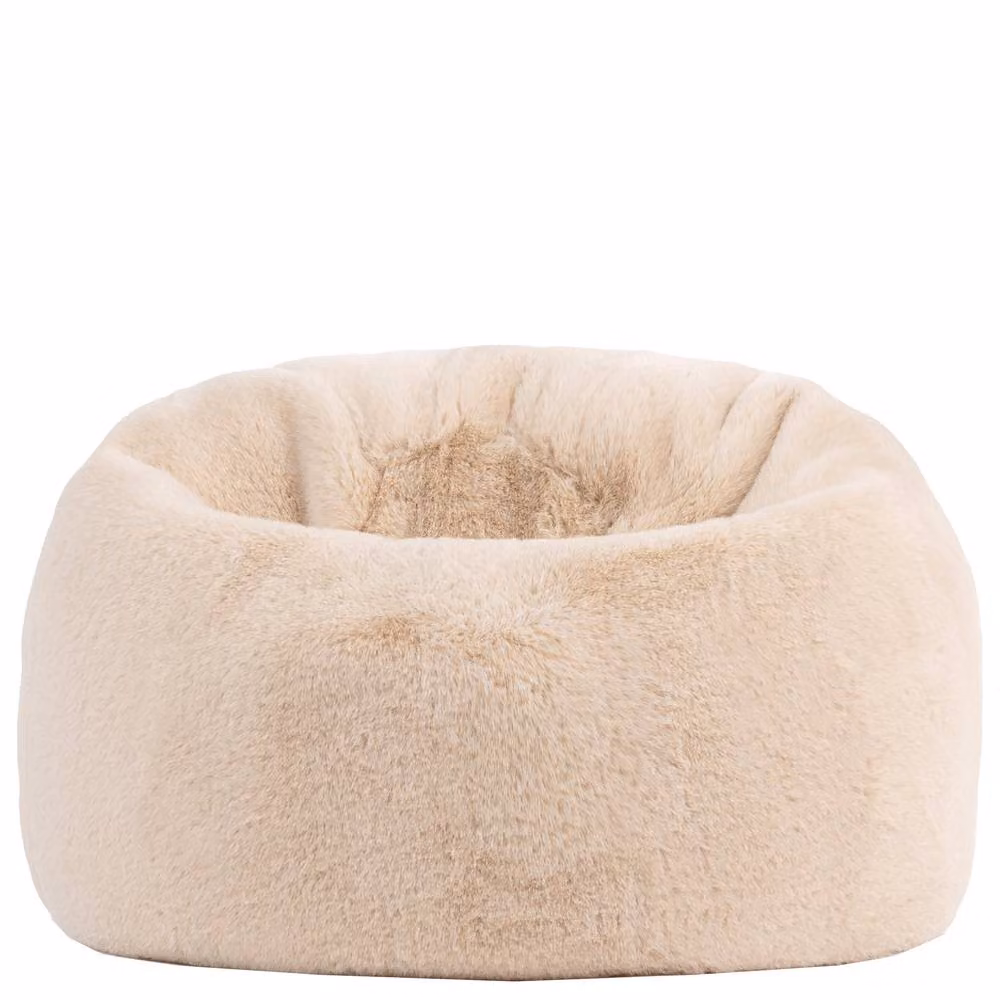 icon Kids Classic Faux Fur Bean Bag Chair for Children in Beige, Medium – 2