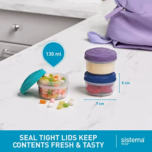 Sistema TO GO Mini Bites Stackable Snack Pots, Multicolour, 130 ml, 3 Pack – 3