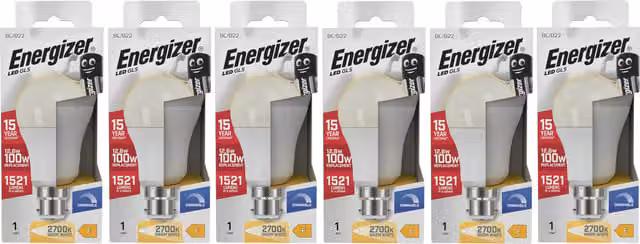 Energizer LED GLS B22 Dimmable Light Bulb, 1521lm, 2700K, Warm White