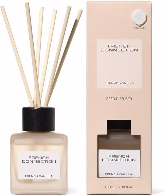 French Connection French Vanilla Square Glass Reed Diffuser, 100ml, Light Beige