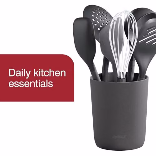 Zyliss 7 Piece Heat Resistant Grey Plastic Kitchen Utensil Set with Round Holder – 2