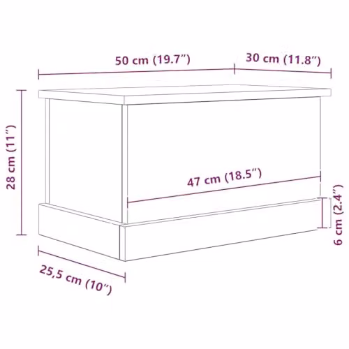 vidaXL Storage Box Artisan Oak in Brown, W/D/H: 50 x 30 x 28 cm – 3