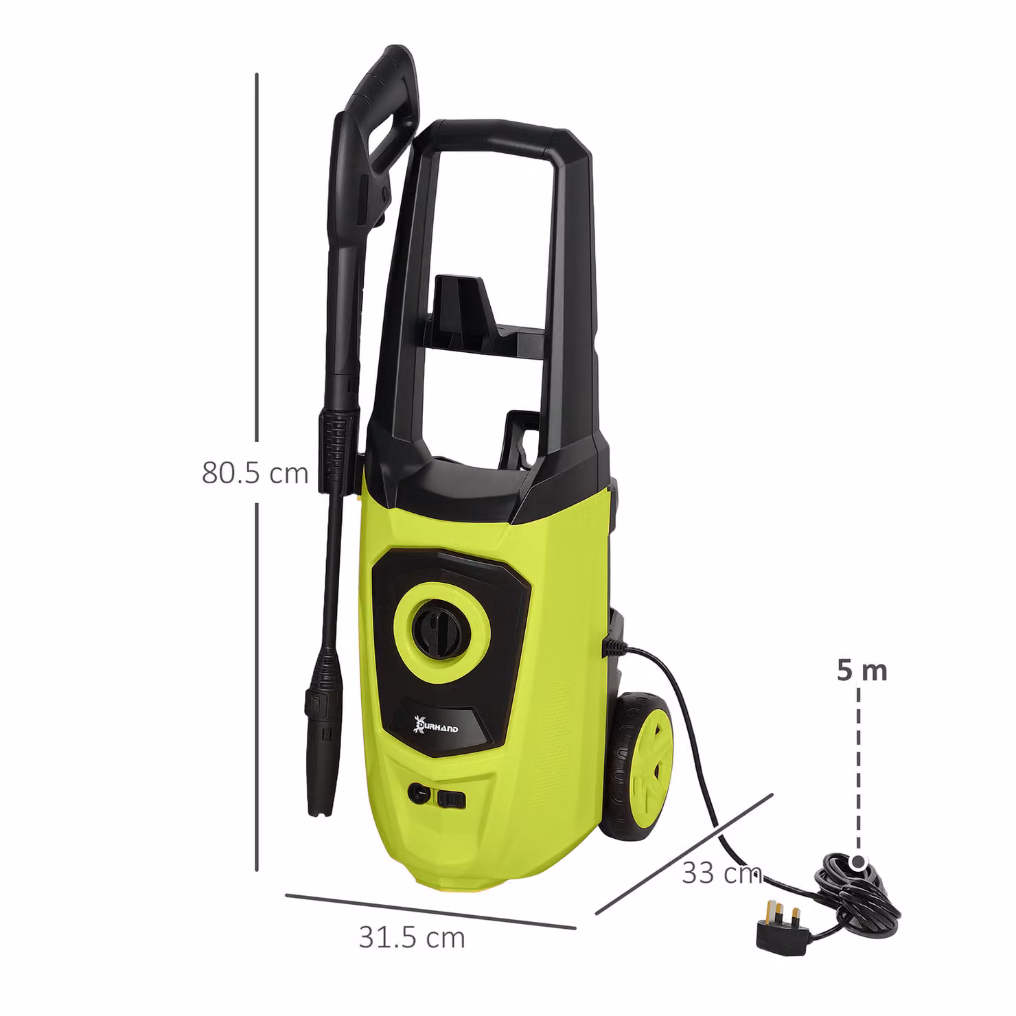 Outsunny 1800W High Pressure Washer in Green with 150 Bar Pressure and 510 L/h Flow Rate – 3