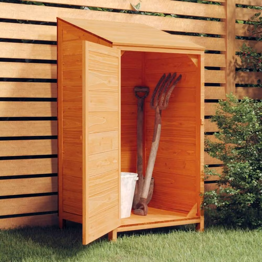 Berkfield Home Brown Solid Wood Lean-to Garden Shed Cabinet W/D/H: 55 x 52 x 112 cm – 2