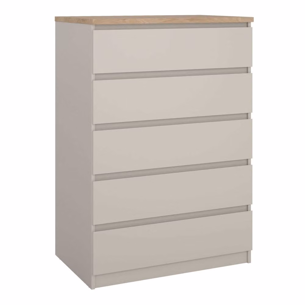 Wyld Haus Budapest 5 Drawer Chest in Cream and Natural Oak Effect – 2