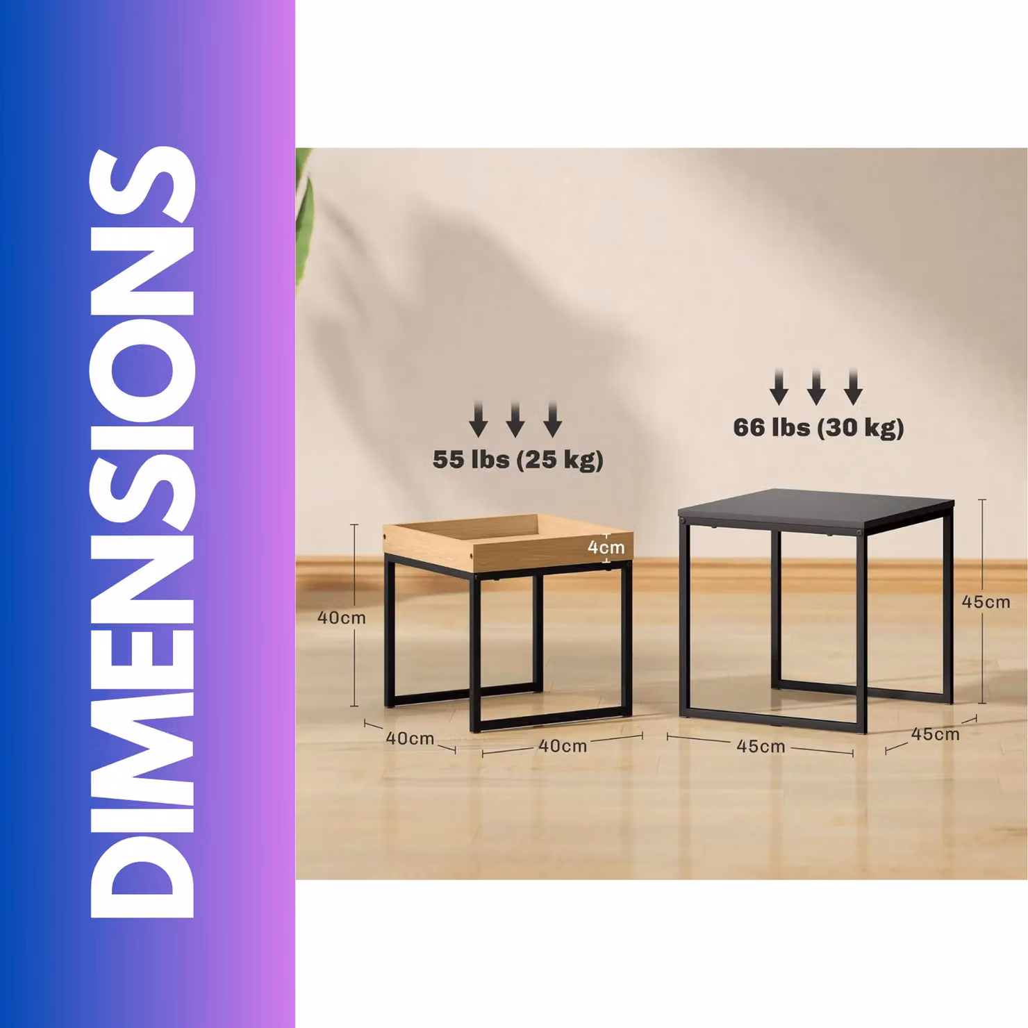 Rafaelo Mobilia Industrial 2 Piece Nesting Tables in Brown and Black – 3