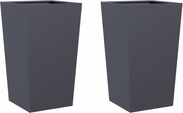 Berkfield Steel Garden Planter Tubs in Anthracite, 2 Pack, W/D/H: 45 x 45 x 75 cm