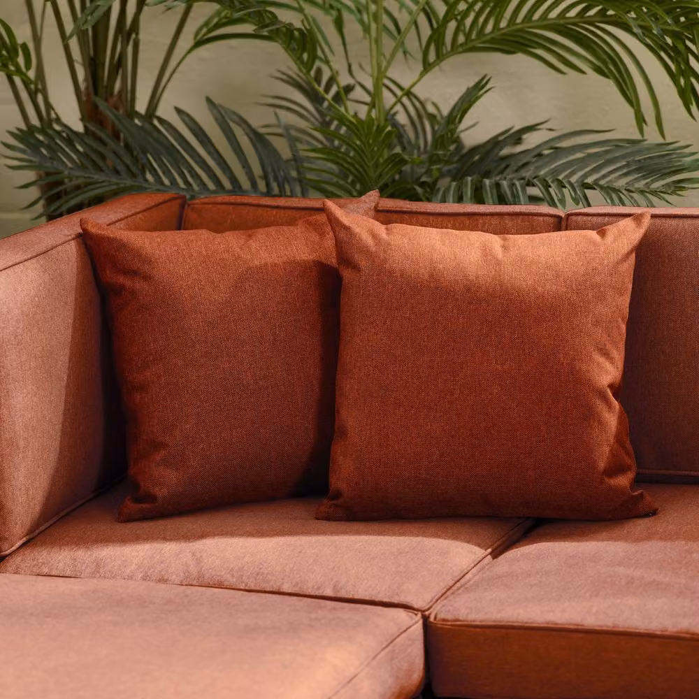 FurnitureboxUK Orlando 4 Seat Modular Outdoor Garden Rattan Sofa in Orange – 3
