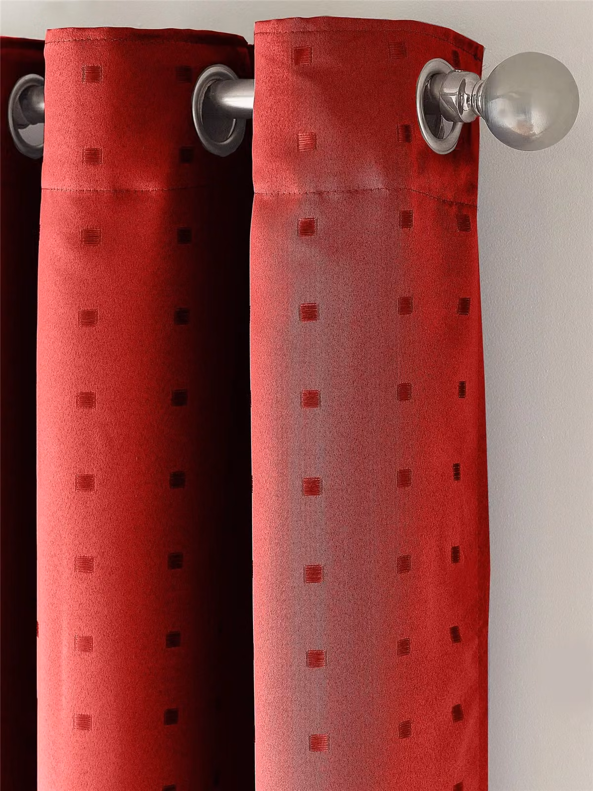 Luxury Living Adi Dotted Satin Eyelet Curtains in Red, Width: 168 cm, Drop: 137 cm – 2