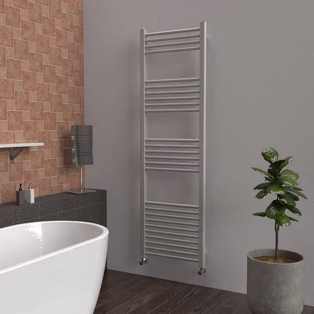 Lux Heat Coloured Steel Towel Radiator in Grey, H 160 cm x W 50 cm