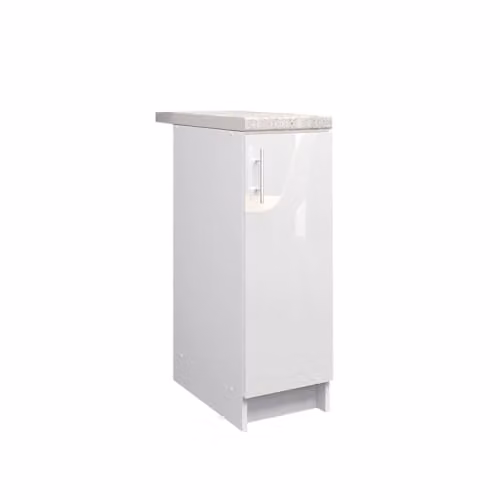JD Greta White Gloss Kitchen Base Cabinet Floor Unit with 38mm Worktop