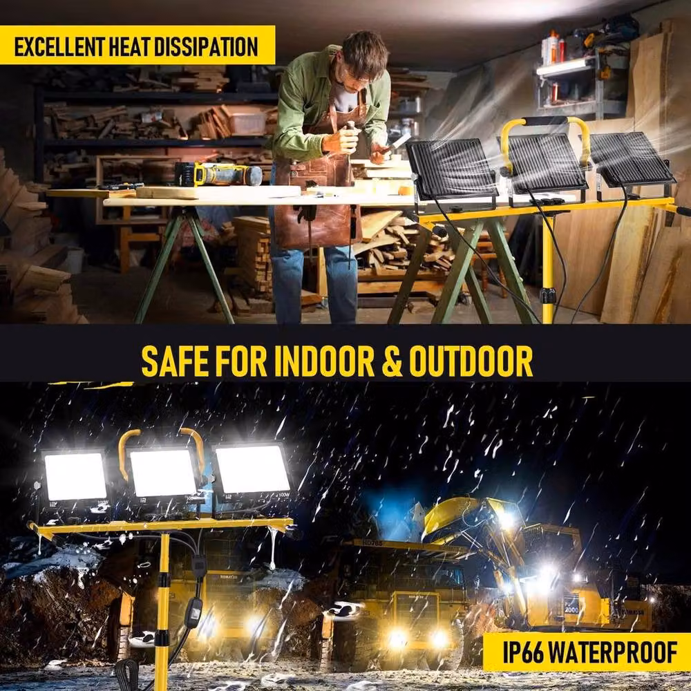 SPETLEK 300W 3-Head LED Tripod Work Floodlight in Yellow – 2