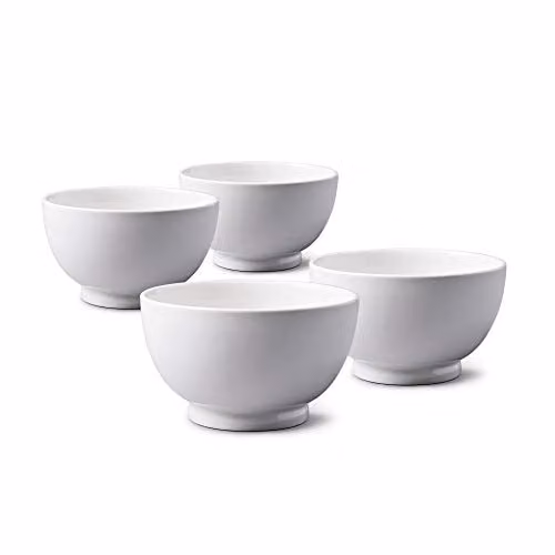 WM Bartleet & Sons 1750 Set of 4 White Porcelain Individual Soup, Cereal, Rice, Noodle and Salad Bowls, Diameter: 14 cm