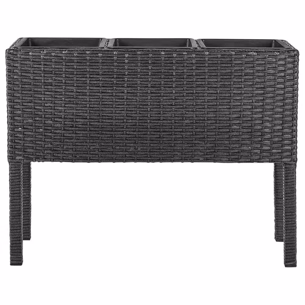 Wyld and Coco Black PE Rattan Raised Planter Box with 3 Removable Inserts – 2