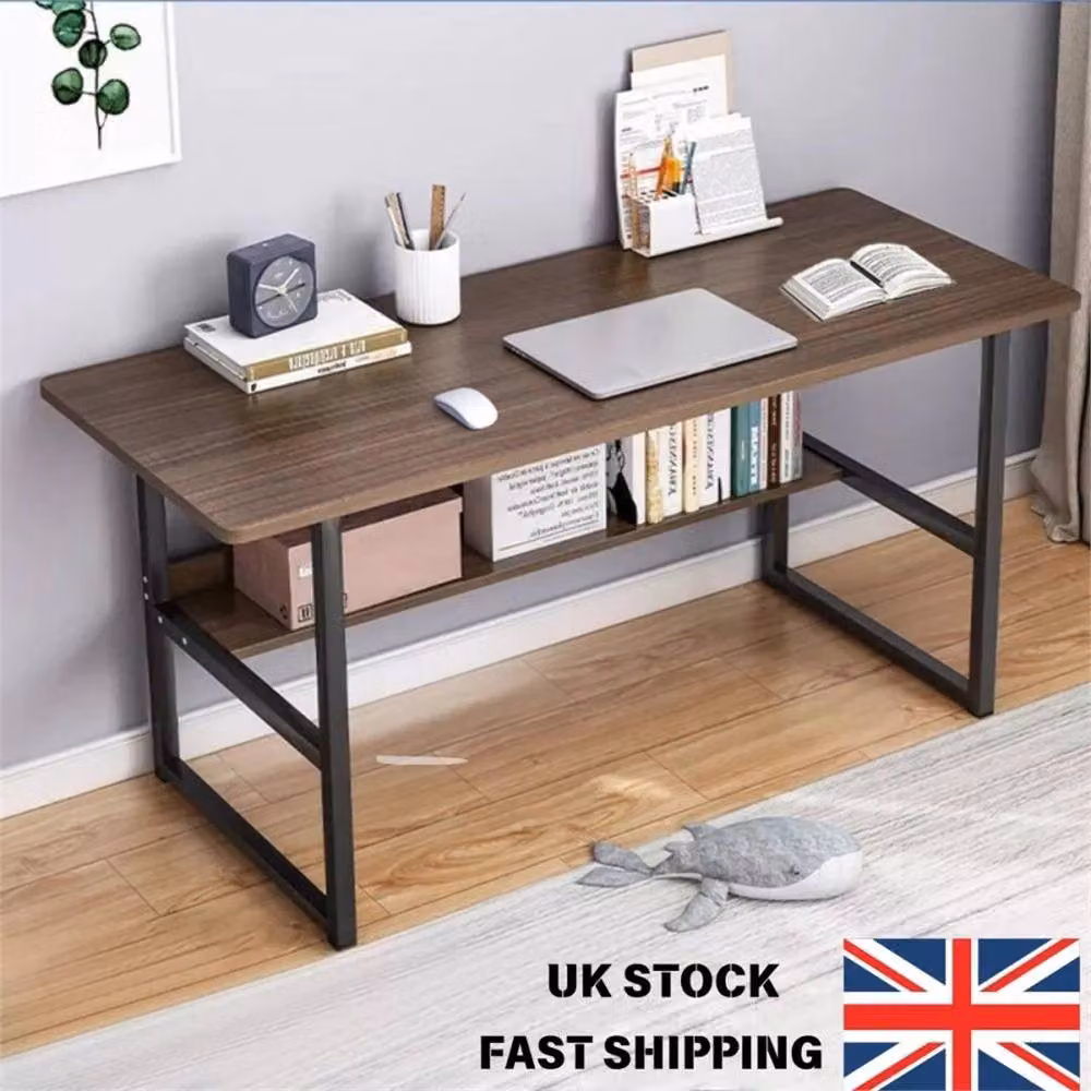 Nordara Brown Composite and Metal Computer Desk for Home Office and Living Room – 4