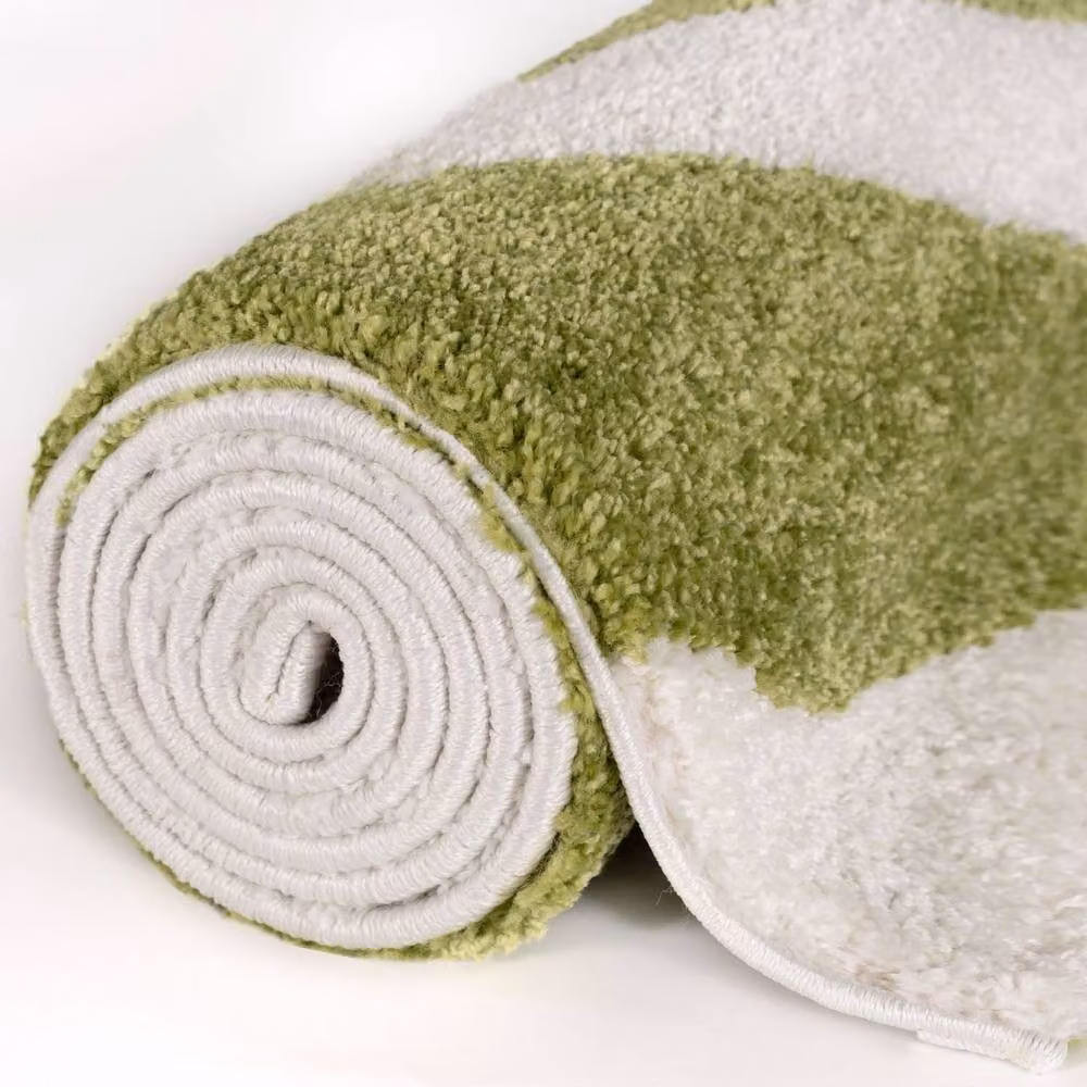 THE RUGS Joli Wavy Soft and Dense Pile Rectangular Rug in Green, W: 200 cm, D: 290 cm – 4