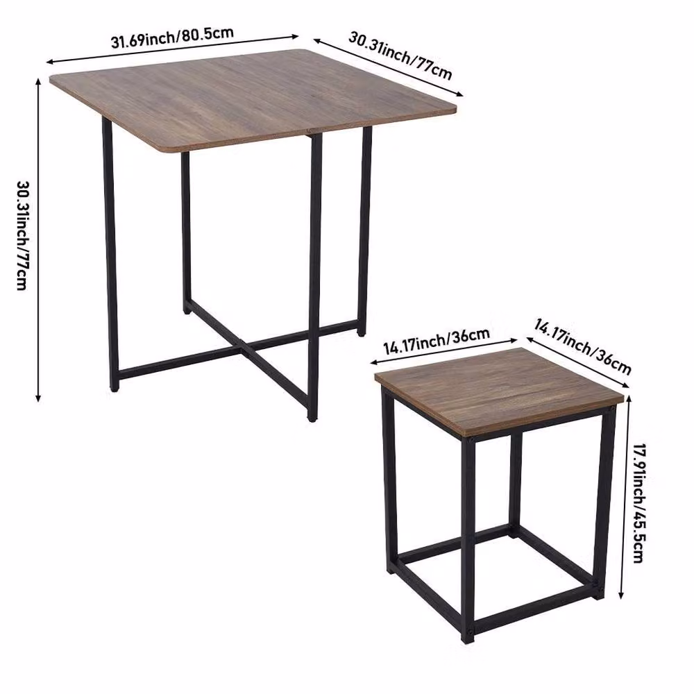 KORVIXA 5-Piece Modern Wood Kitchen Dining Set in Brown, W/D/H: 100 x 100 x 100 cm – 2