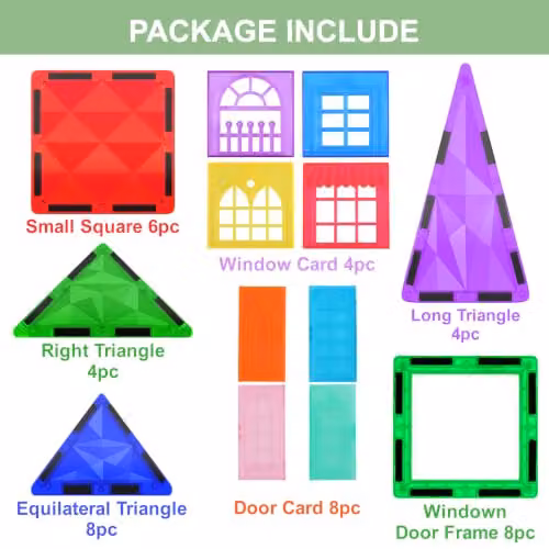 Desire Deluxe 42pc Magnetic Tiles Building Blocks Toy in Multicolour for Creative and Sensory Learning – 2