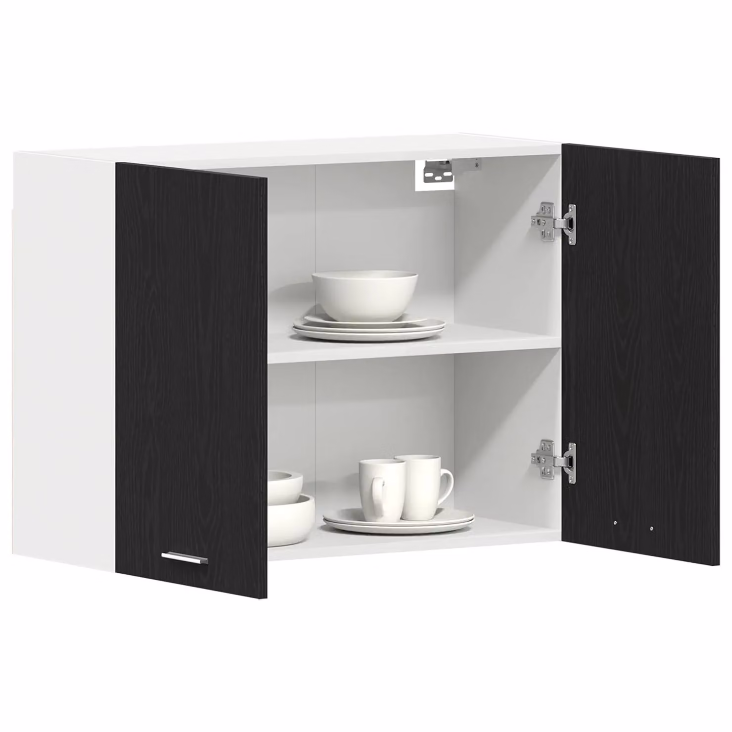 Berkfield Home Black Oak Modern Wall Mounted Kitchen Cabinet with Hinged Doors and Internal Shelves, W: 80 cm, D: 31 cm, H: 60 cm – 3