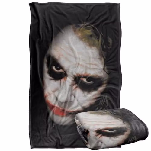 LOGOVISION The Dark Knight Heath Ledger Joker Face Super Soft Fleece Throw Blanket, W/D/H: 91 x 147 cm, Multicolour