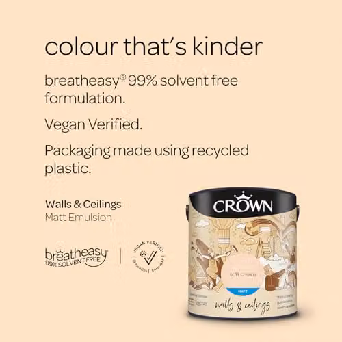 Crown Retail Core Emulsion Matt Soft Cream Dispersion Paint, Beige, 2.5 l – 2