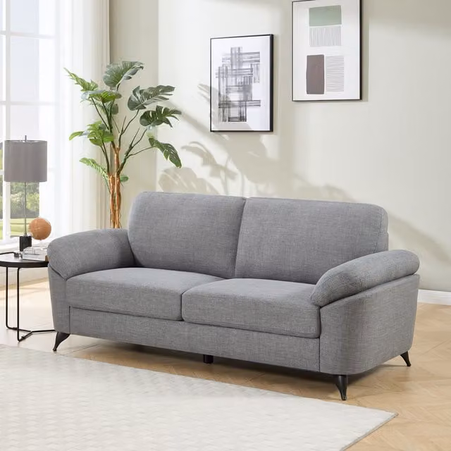 More4Homes Malmo Scandinavian Style Fabric Sofa Set in Grey, Width: 212 cm