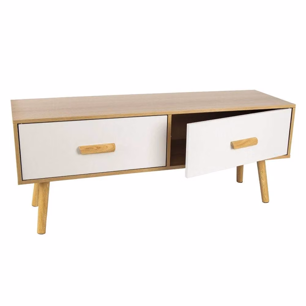EONLION TV Stand Cabinet with Shelves in White, W: 100 cm, H: 40 cm, D: 30 cm – 3