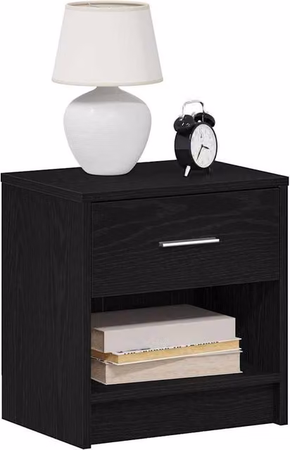 Berkfield Home Set of 2 Bedside Cabinets with Drawer in Black and Grey, W/D/H: 39 x 28 x 41 cm