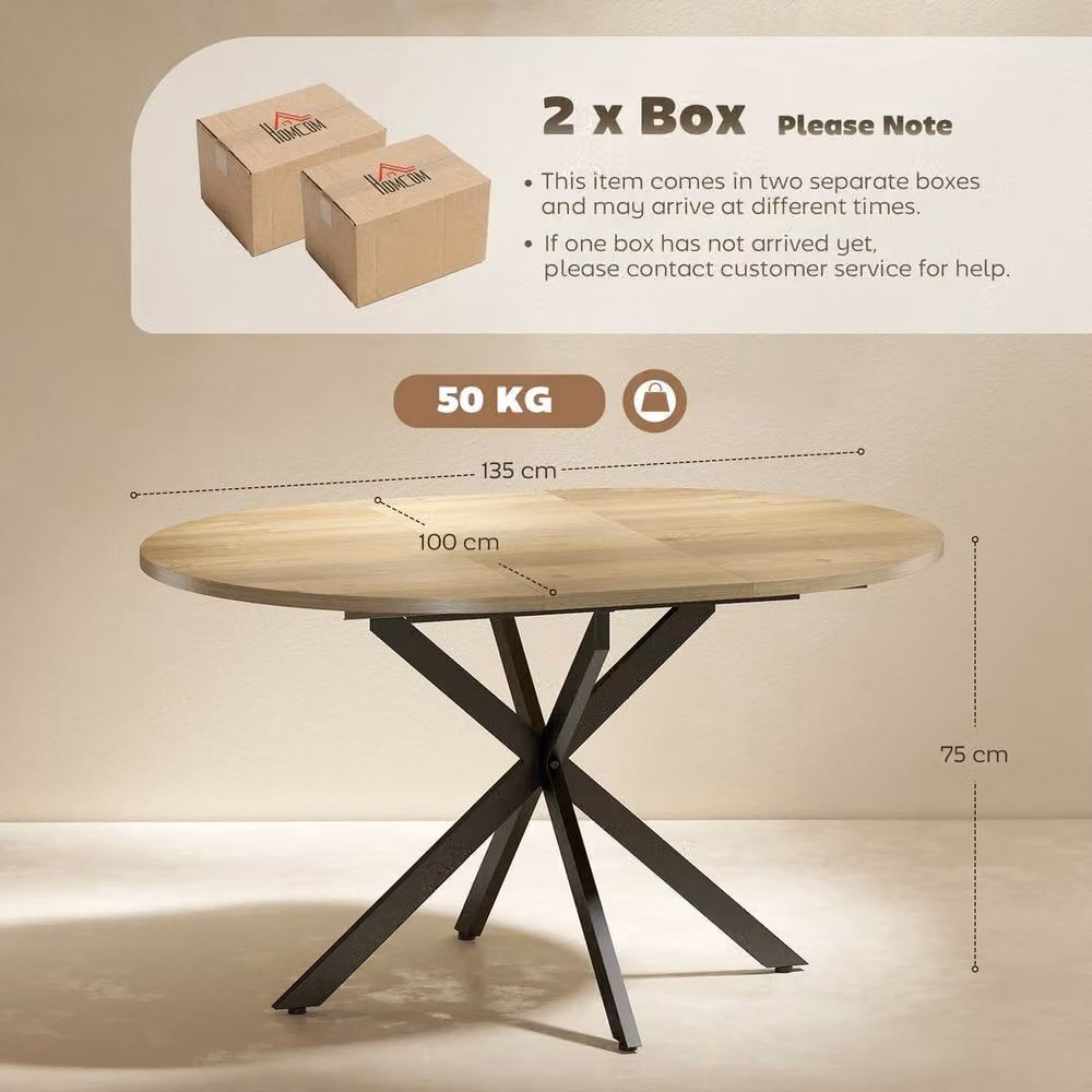 PAWNORA Extendable Dining Table for 4-6 Adults with X-Shape Base in Natural Wood – 3