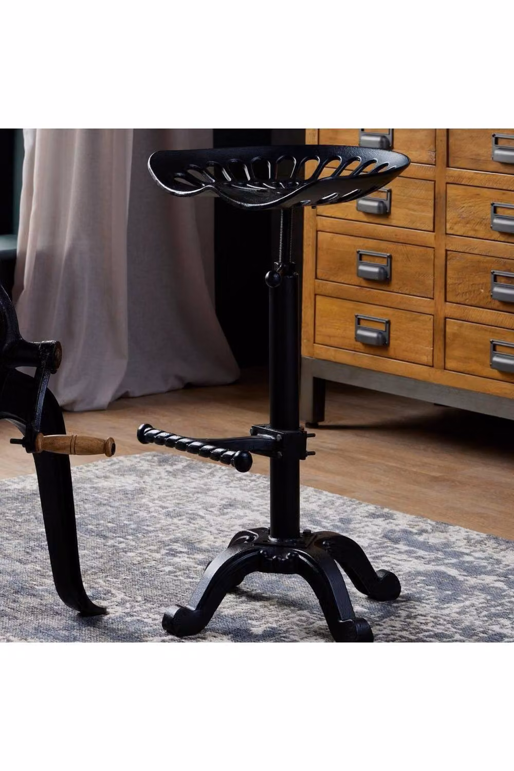 KDMD Adjustable Industrial Metal Tractor Seat in Matt Black – 3