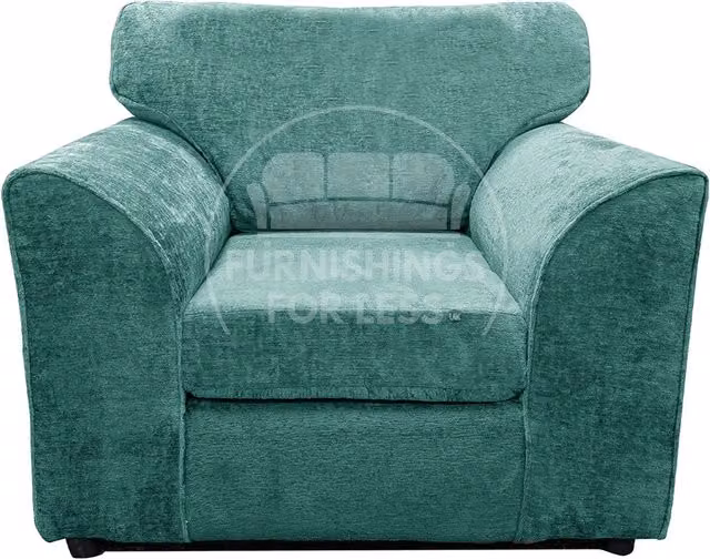 Furnishings For Less UK Monaco Chenille Fabric Single Seater Armchair with Curved Arms in Petrol Teal