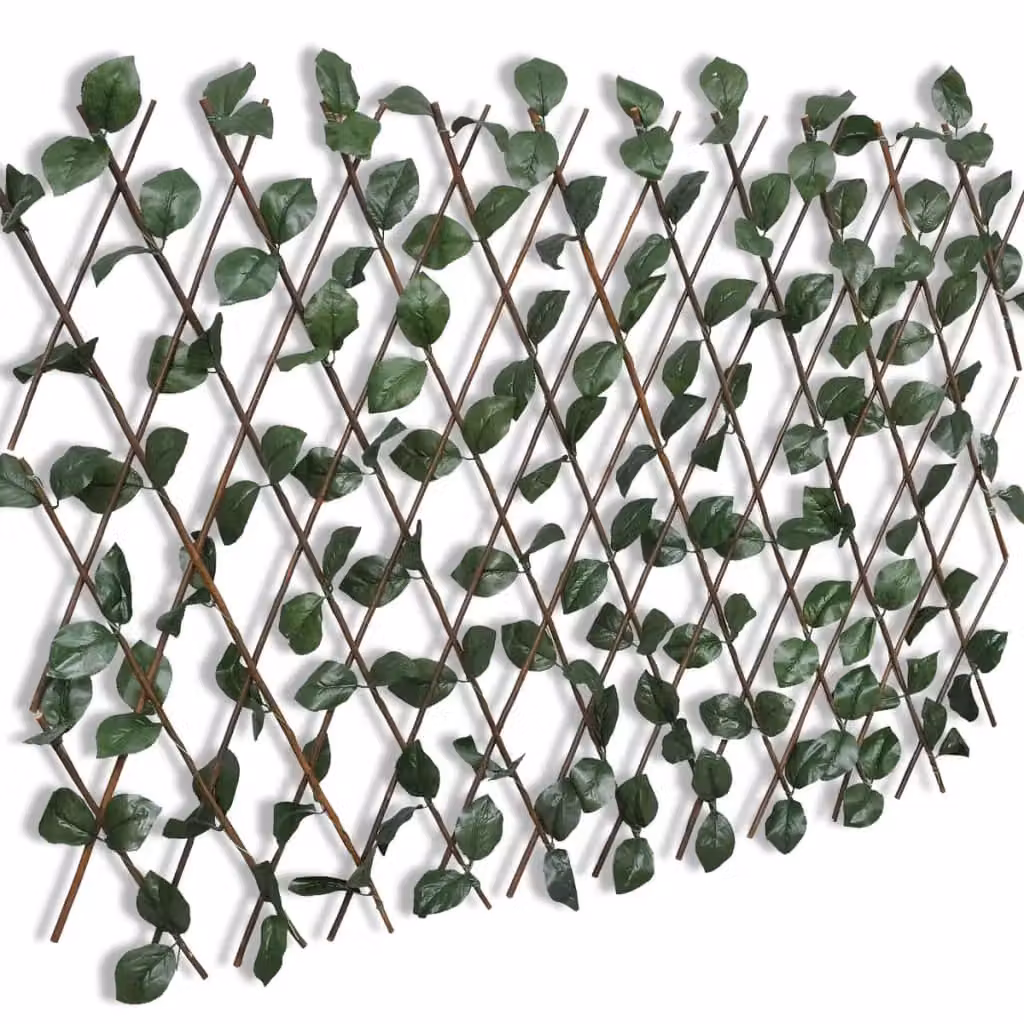Berkfield Home Willow Trellis Fence with Artificial Leaves, 5 Pieces, Brown, H 180 cm x W 90 cm – 2