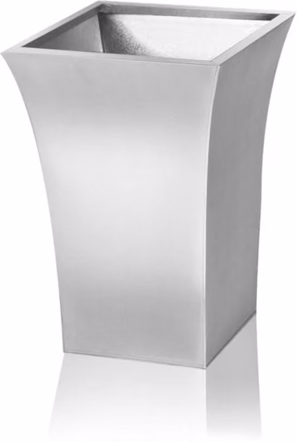 Primrose Silver Galvanised Steel Flared Square Planter Pot W: 45 cm, D: 30 cm