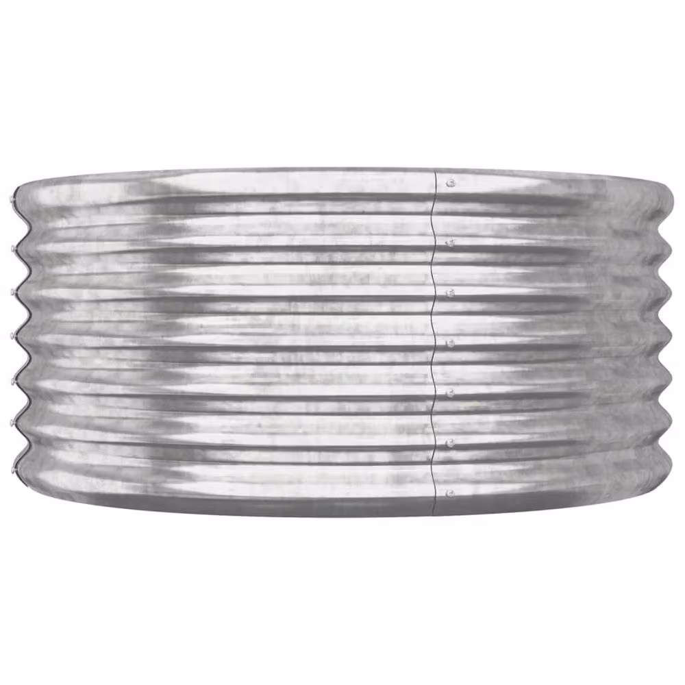 Berkfield Home Garden Steel Planter in Silver, W/D/H: 80 x 80 x 36 cm – 3
