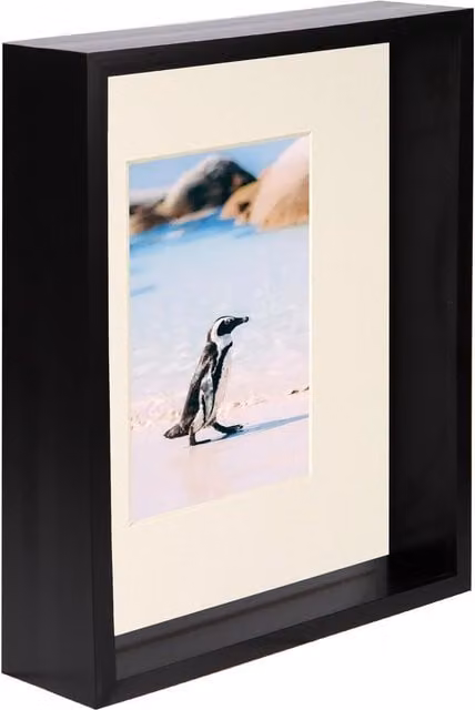 Nicola Spring Single Rectangular 3D Deep Box Photo Frame in Black and Yellow with Glass and Plastic, W: 25.4 cm x H: 25.4 cm