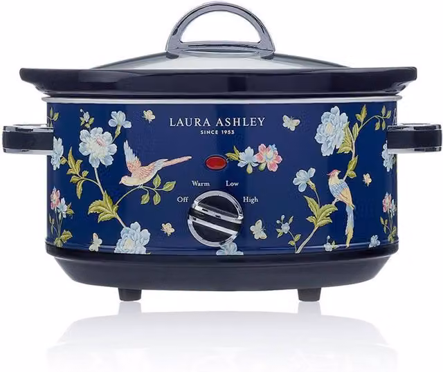 Laura Ashley Elveden Blue and Multicolour Large Slow Cooker, 6.5L – 5