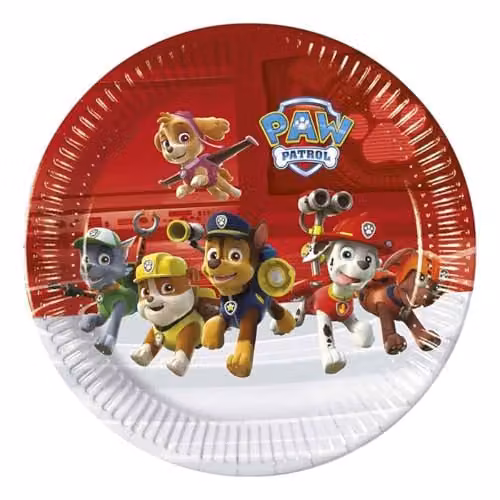 Procos Paw Patrol Ready for Action Disposable Paper Party Plates, Multicolour, Diameter: 23 cm, Pack of 8