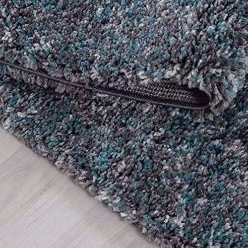 Bravich Blue Abstract Blended Shaggy Rug, W/D: 60 x 110 cm – 3
