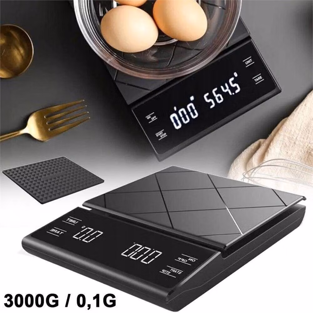 SPETLEK Digital Kitchen Coffee Scale with LED Timer, 3kg Capacity, 0.1g Precision, Black – 2