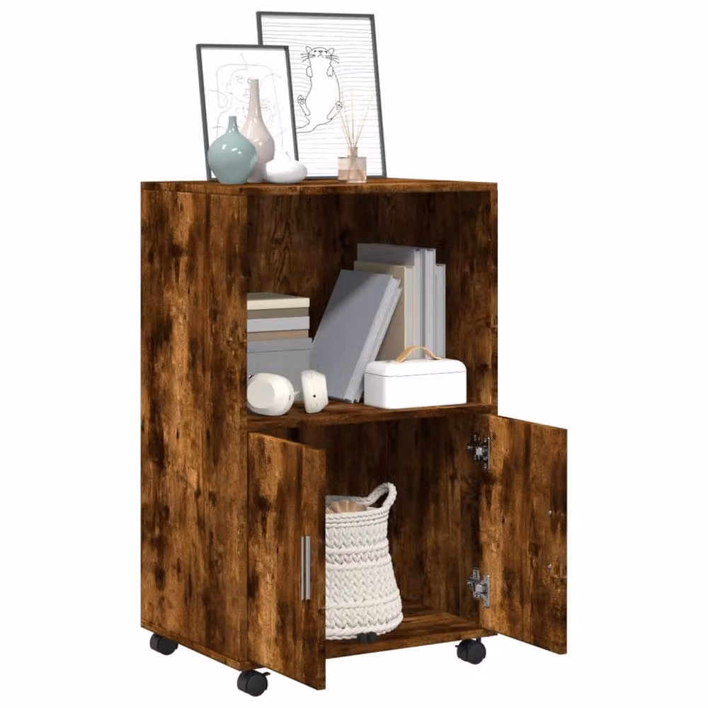Berkfield Home Rolling Cabinet in Smoked Oak Brown, W/D/H: 55 x 40 x 91 cm – 3