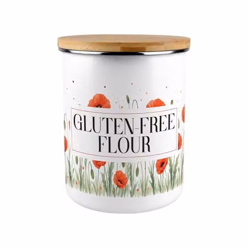 Purely Home Red Summer Poppies Floral Airtight Flour Canister